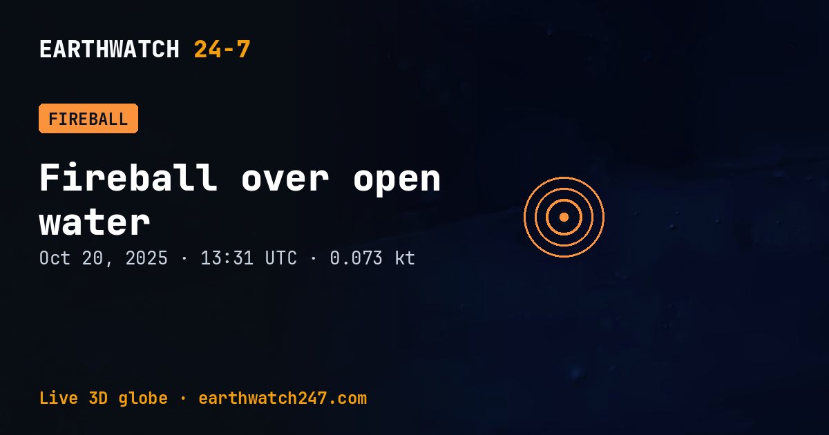 Map: Fireball over open water