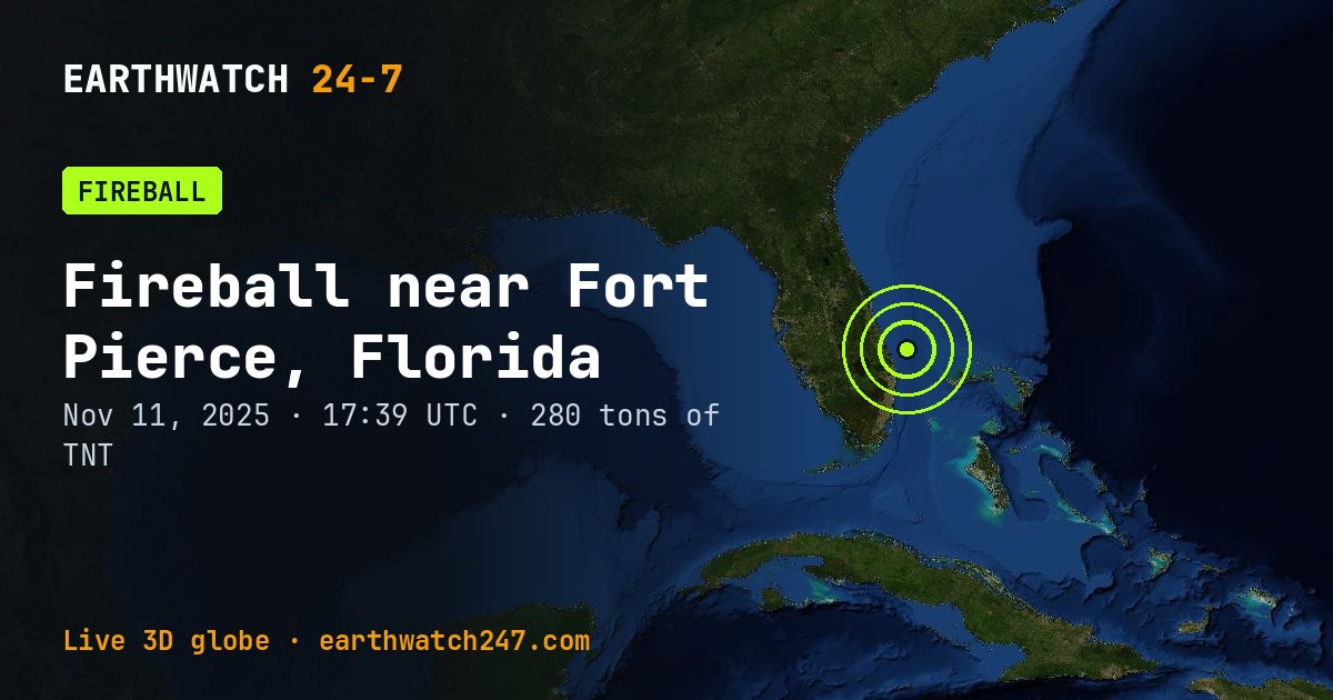 Map: Fireball near Fort Pierce, Florida