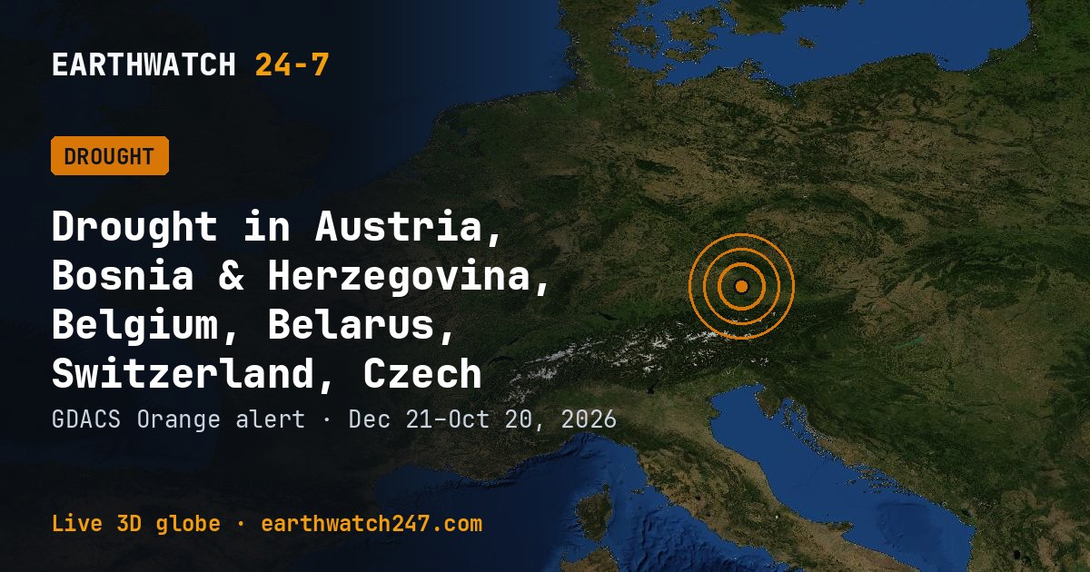 Map: Drought in Austria, Bosnia & Herzegovina, Belgium, Belarus, Switzerland, Czech Republic, Germany, Denmark, Spain, France, Croatia, Hungary, Ireland, Italy, Liechtenstein, Luxembourg, Moldova, Montenegro, Netherlands, Poland, Romania, Serbia, Sweden, Slovenia, Slovakia, Ukraine, 