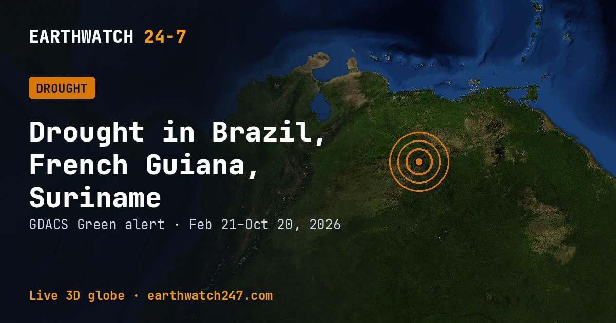 Map: Drought in Brazil, French Guiana, Suriname