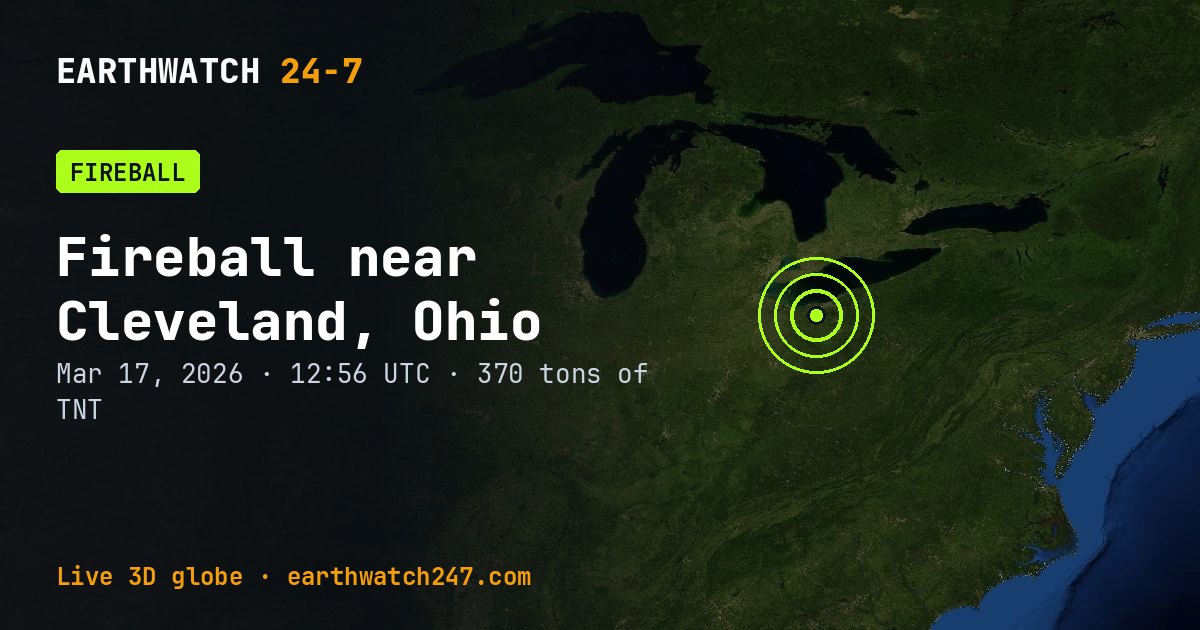Map: Fireball near Cleveland, Ohio