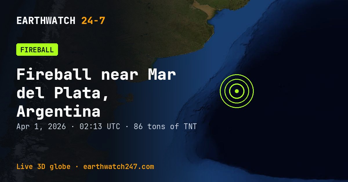 Map: Fireball near Mar del Plata, Argentina