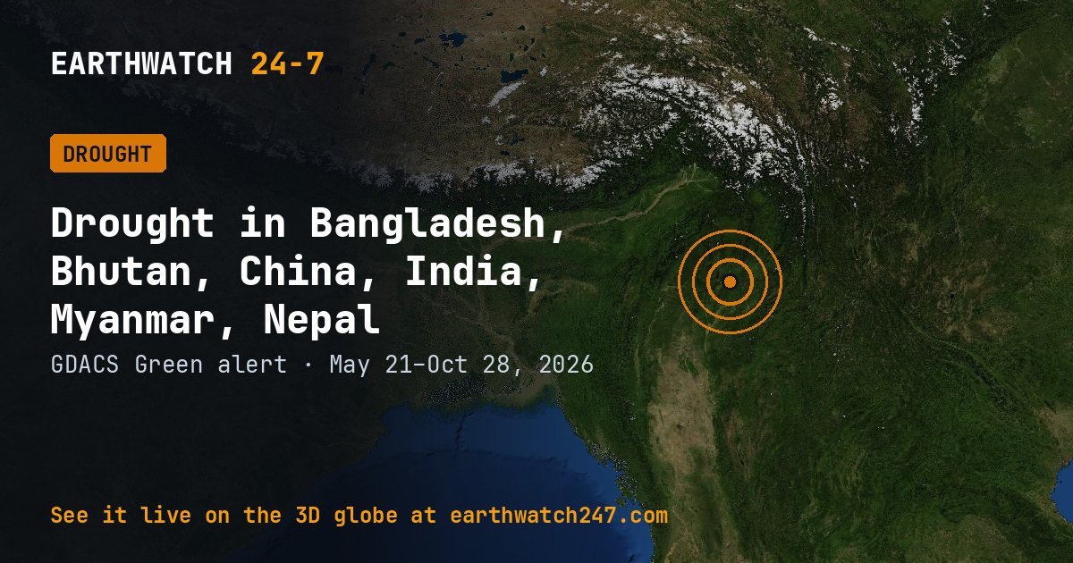 Map: Drought in Bangladesh, Bhutan, China, India, Myanmar, Nepal