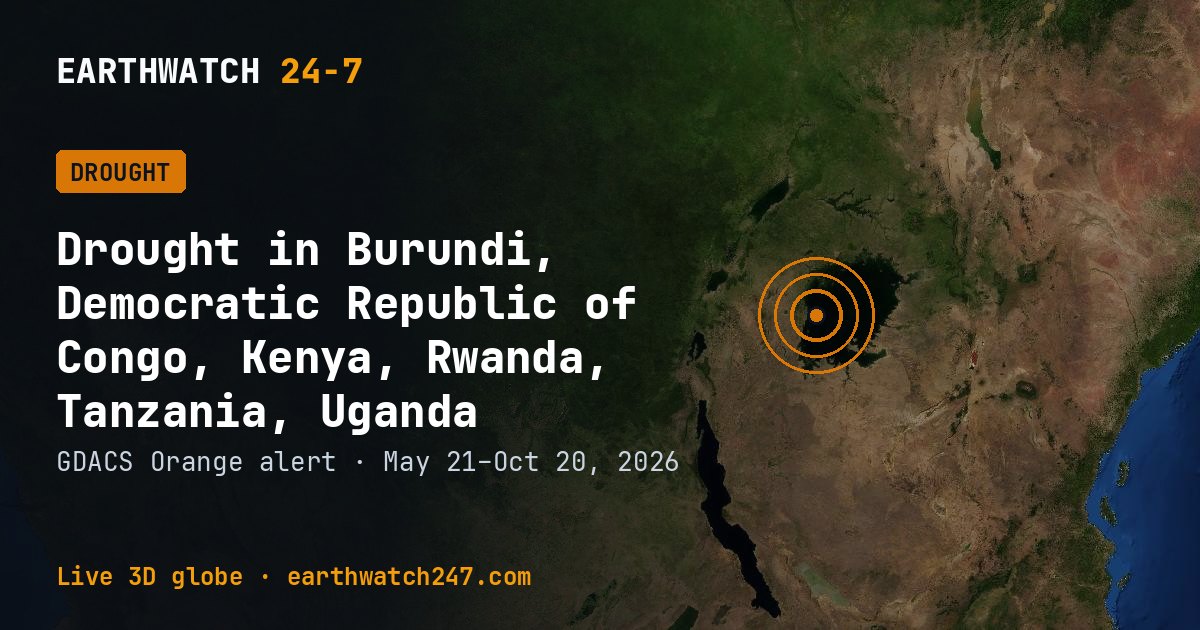 Map: Drought in Burundi, Democratic Republic of Congo, Kenya, Rwanda, Tanzania, Uganda