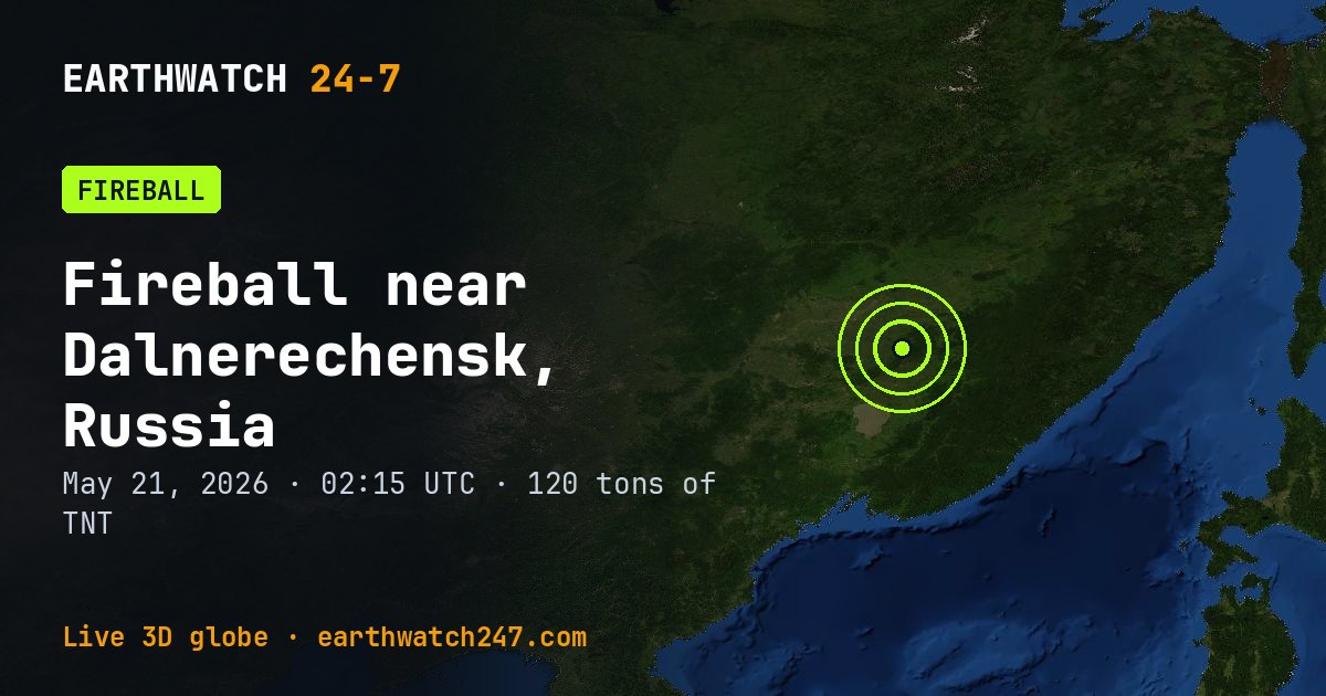 Map: Fireball near Dalnerechensk, Russia