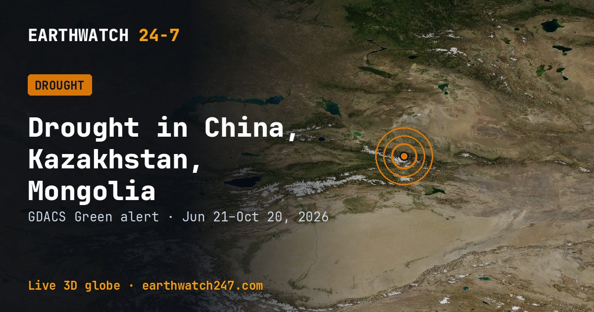 Map: Drought in China, Kazakhstan, Mongolia