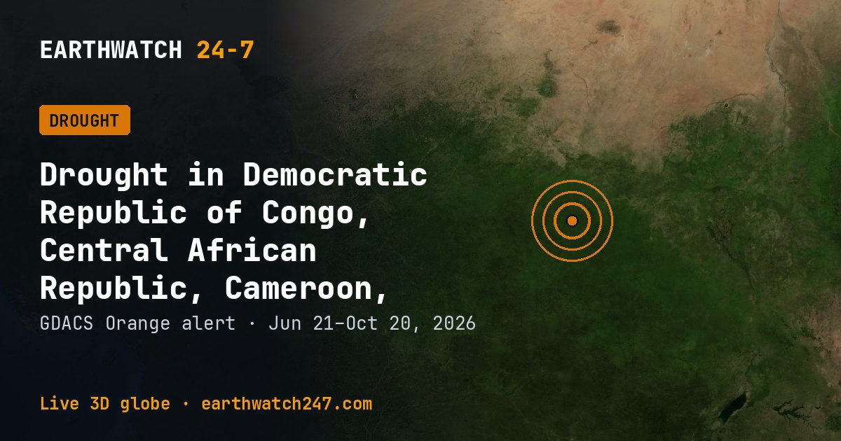 Map: Drought in Democratic Republic of Congo, Central African Republic, Cameroon, Eritrea, Ethiopia, Niger, Nigeria, Sudan, South Sudan, Chad