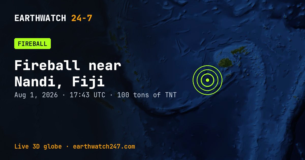 Map: Fireball near Nandi, Fiji