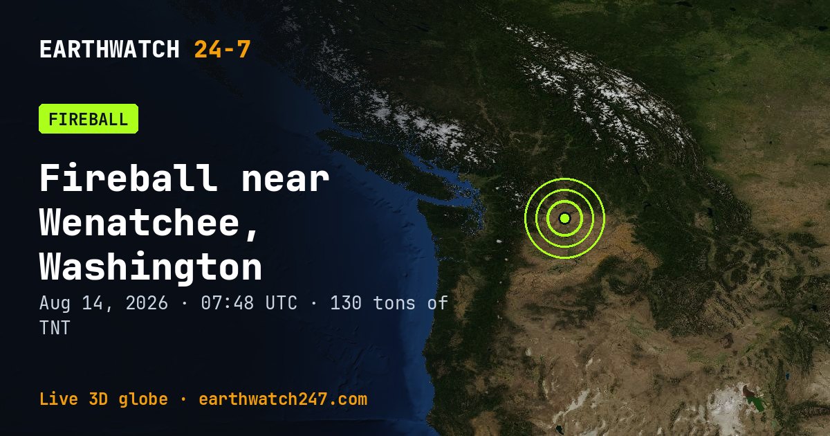 Map: Fireball near Wenatchee, Washington