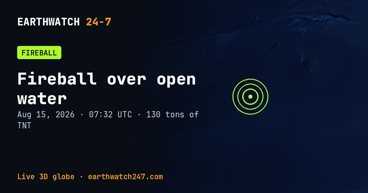 Map: Fireball over open water