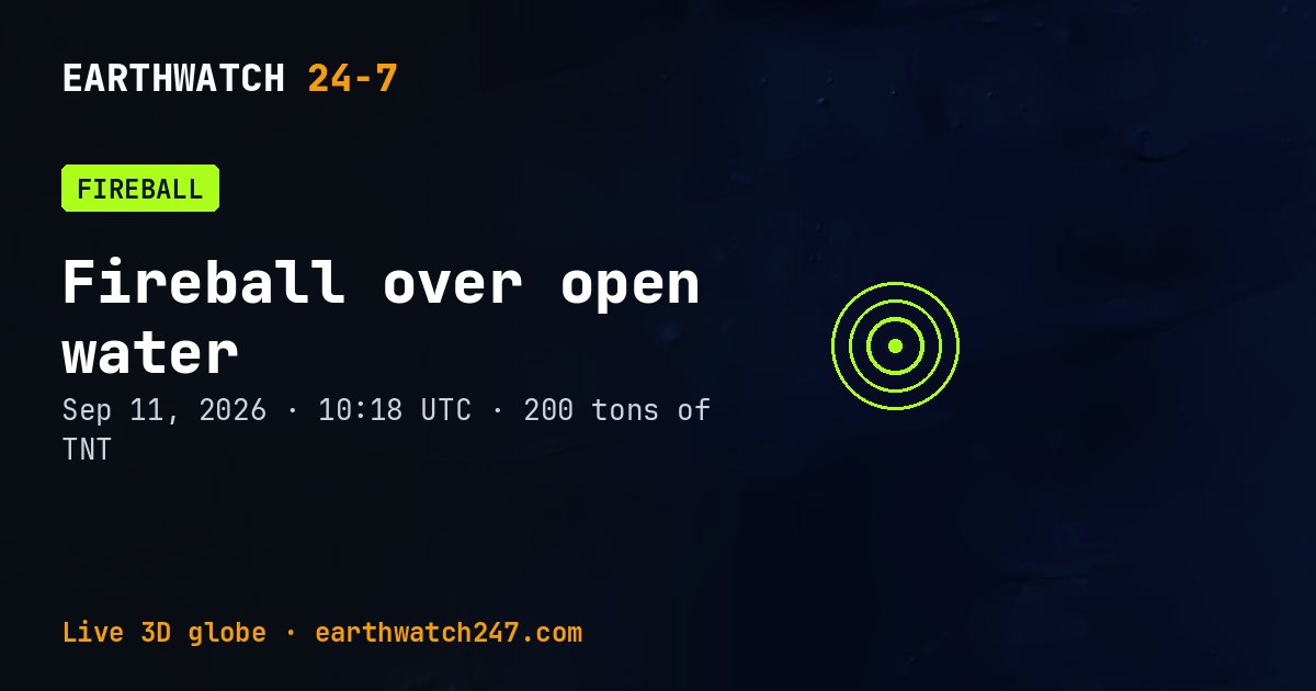 Map: Fireball over open water