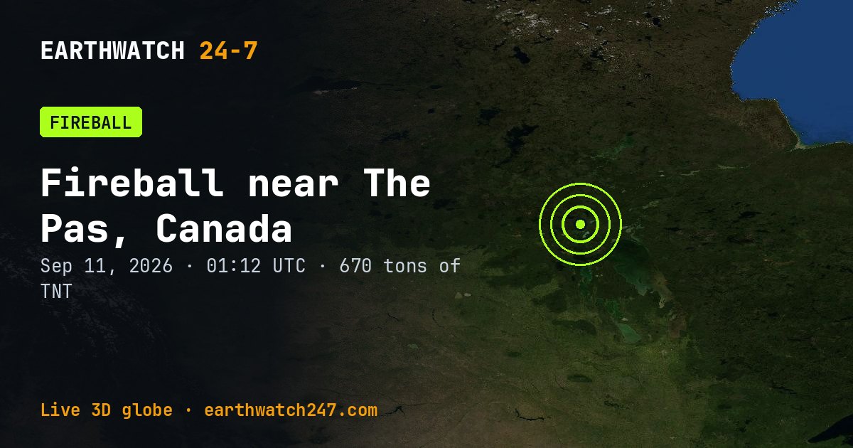 Map: Fireball near The Pas, Canada