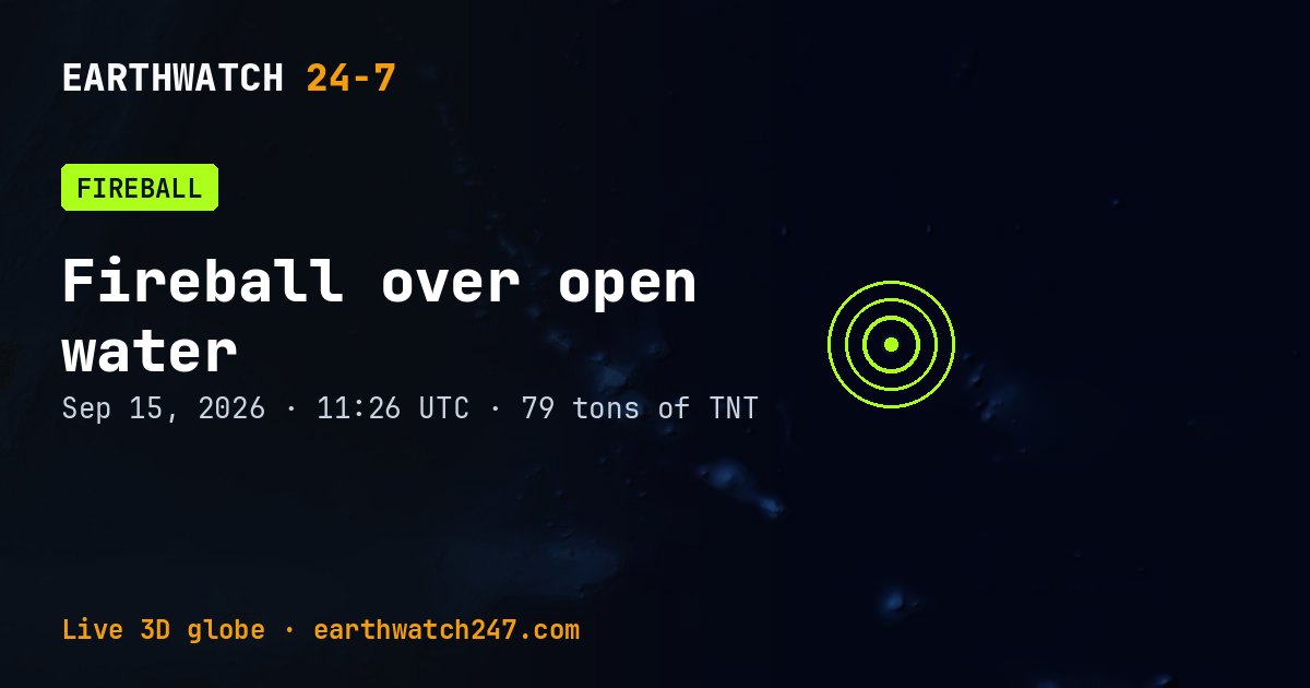 Map: Fireball over open water