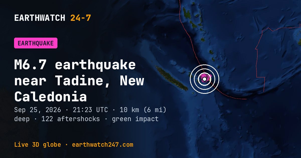 Map: the earthquake near Tadine, New Caledonia, with plate boundaries