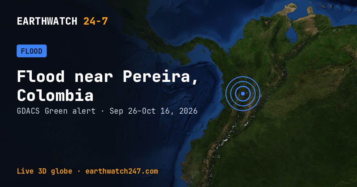 Map: Flood near Pereira, Colombia