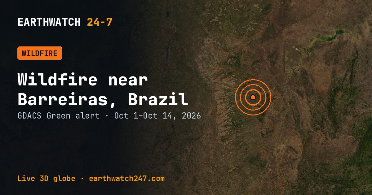 Map: Wildfire near Barreiras, Brazil