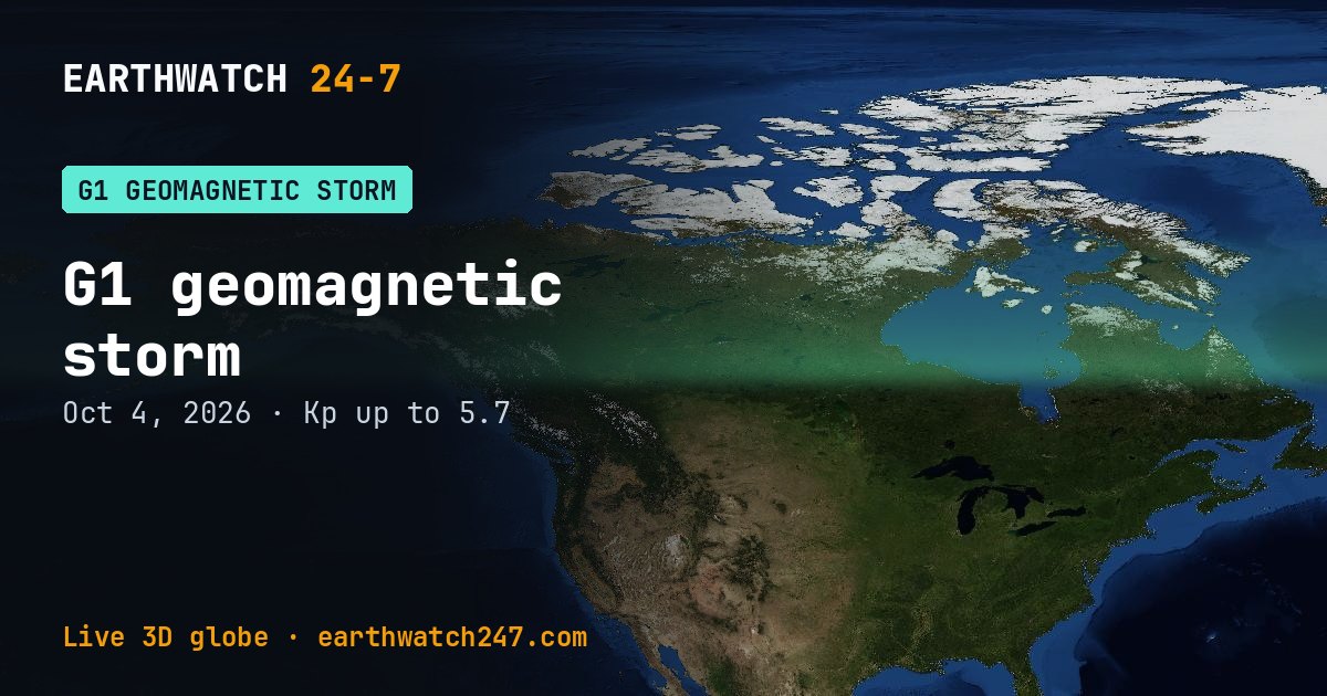 Map: G1 geomagnetic storm, October 4, 2026