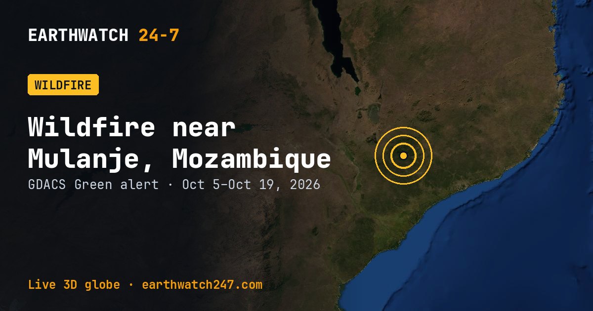Map: Wildfire near Mulanje, Mozambique