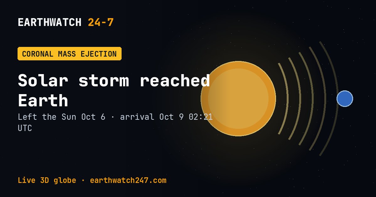 Map: Coronal mass ejection toward Earth, October 6, 2026