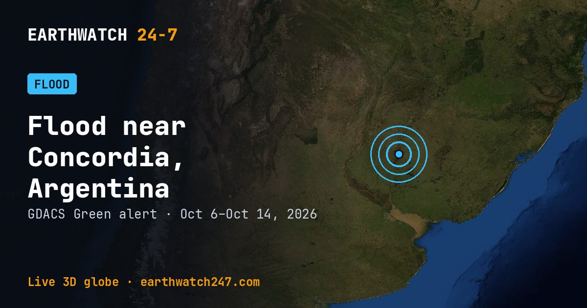 Map: Flood near Concordia, Argentina