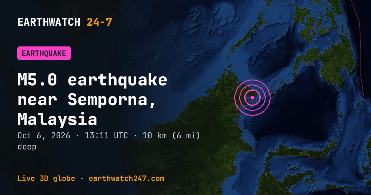 Map: the earthquake near Semporna, Malaysia, with plate boundaries