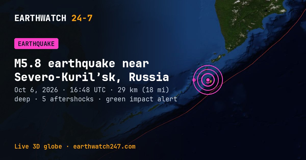 Map: the earthquake near Severo-Kuril’sk, Russia, with plate boundaries