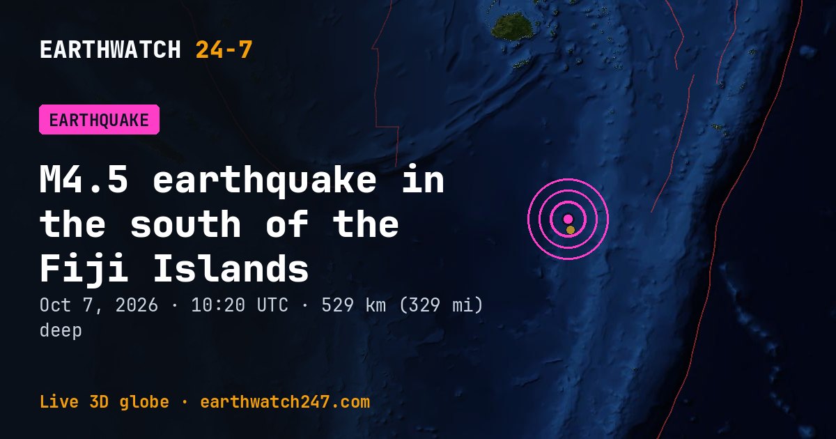 Map: the earthquake in the south of the Fiji Islands, with plate boundaries