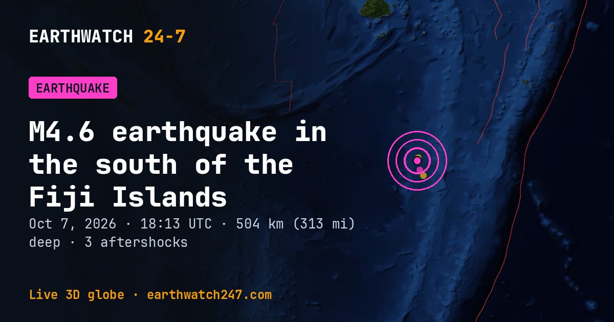 Map: the earthquake in the south of the Fiji Islands, with plate boundaries