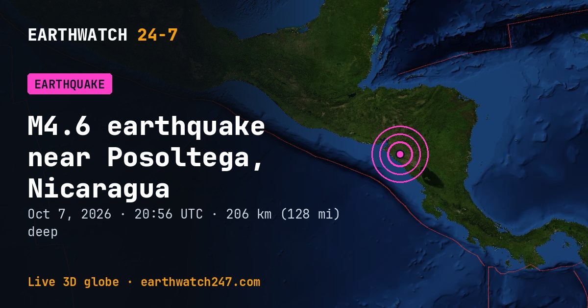 Map: the earthquake near Posoltega, Nicaragua, with plate boundaries