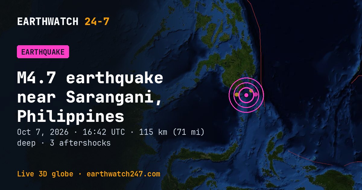 Map: the earthquake near Sarangani, Philippines, with plate boundaries