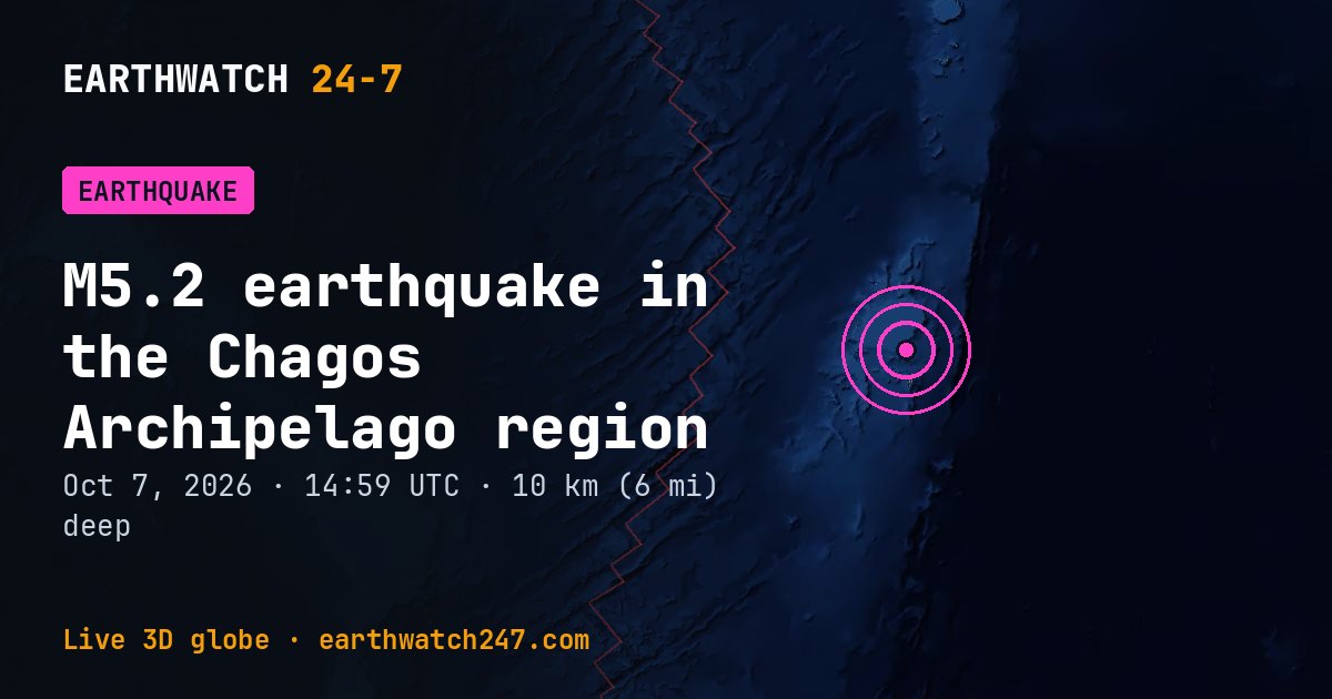 Map: the earthquake in the Chagos Archipelago region, with plate boundaries