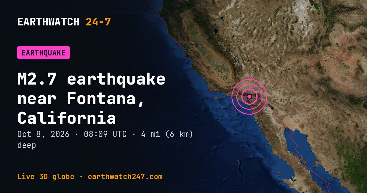 Map: the earthquake near Fontana, California, with plate boundaries