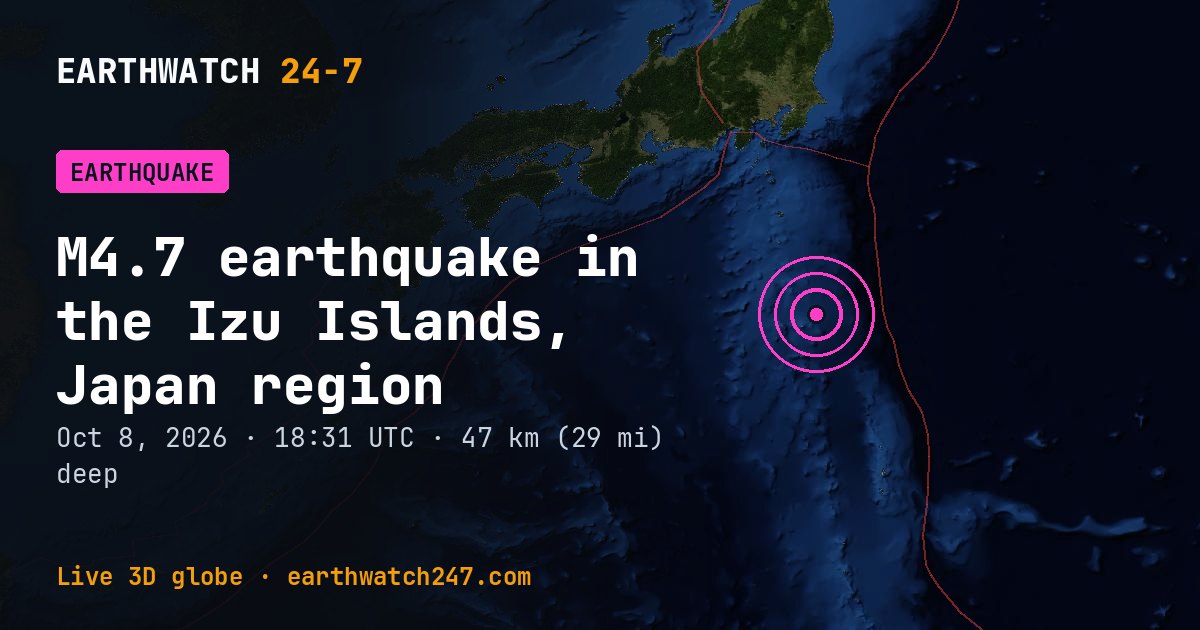 Map: the earthquake in the Izu Islands, Japan region, with plate boundaries