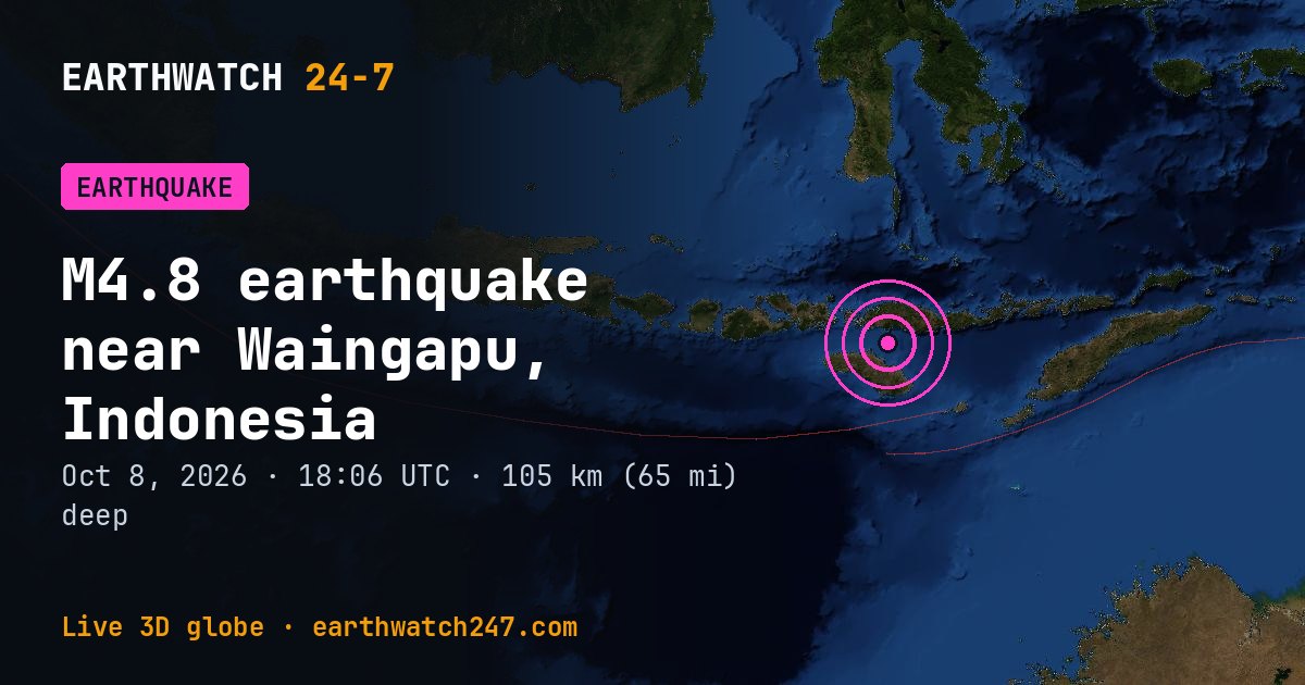 Map: the earthquake near Waingapu, Indonesia, with plate boundaries