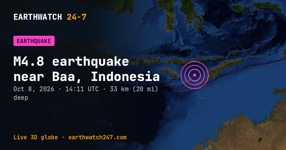 Map: the earthquake near Baa, Indonesia, with plate boundaries