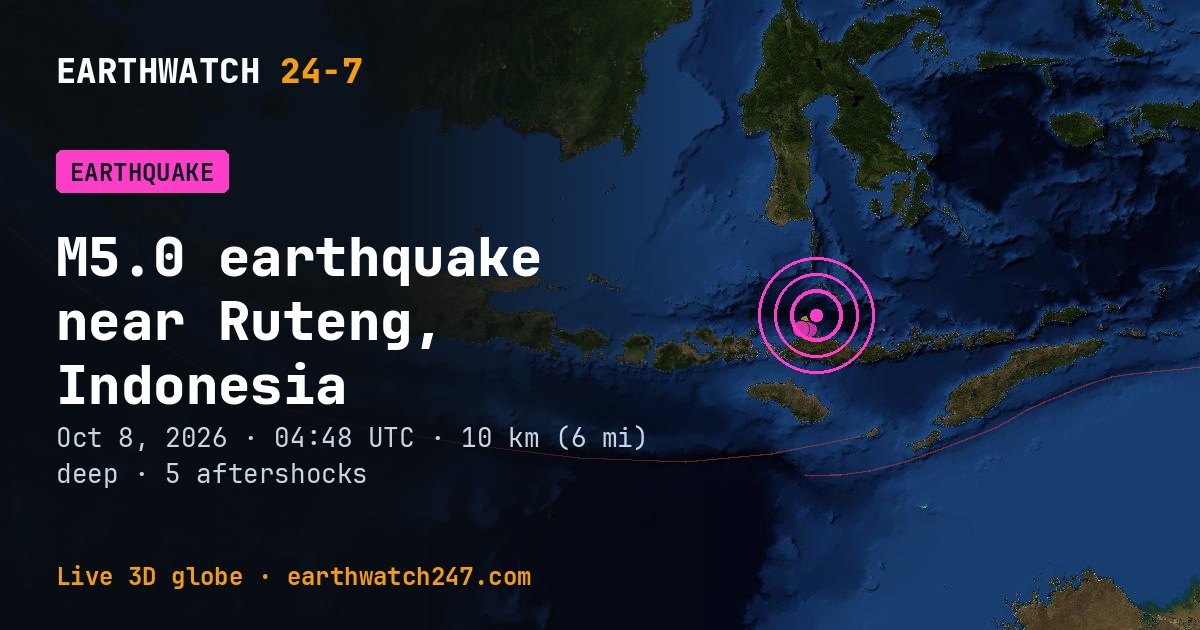 Map: the earthquake near Ruteng, Indonesia, with plate boundaries