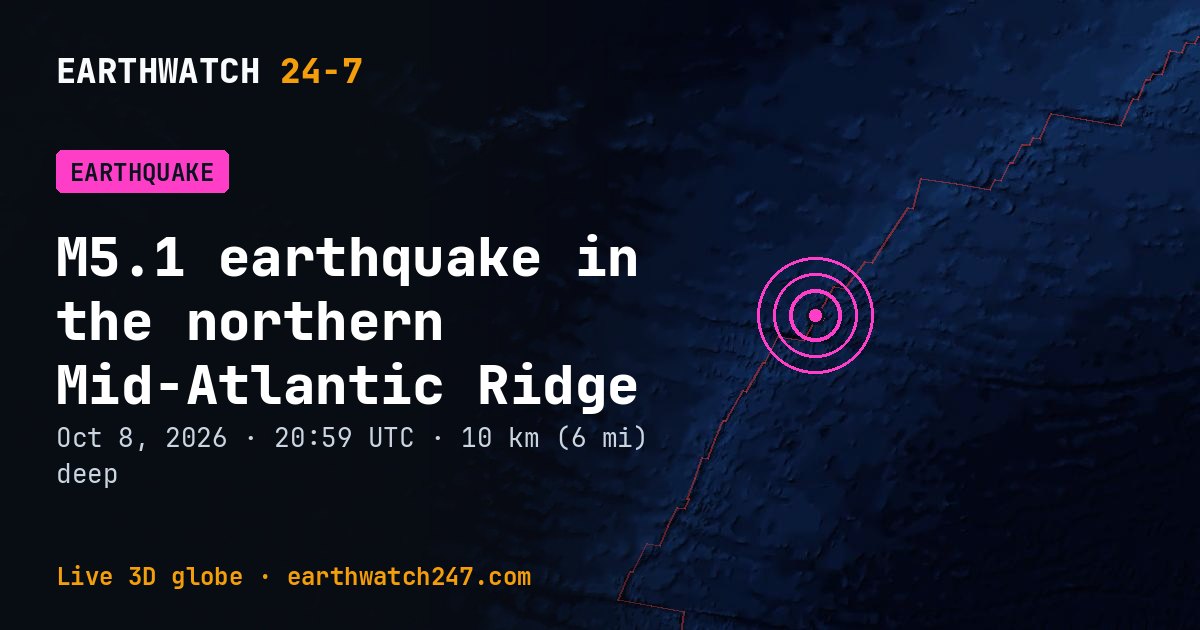 Map: the earthquake in the northern Mid-Atlantic Ridge, with plate boundaries