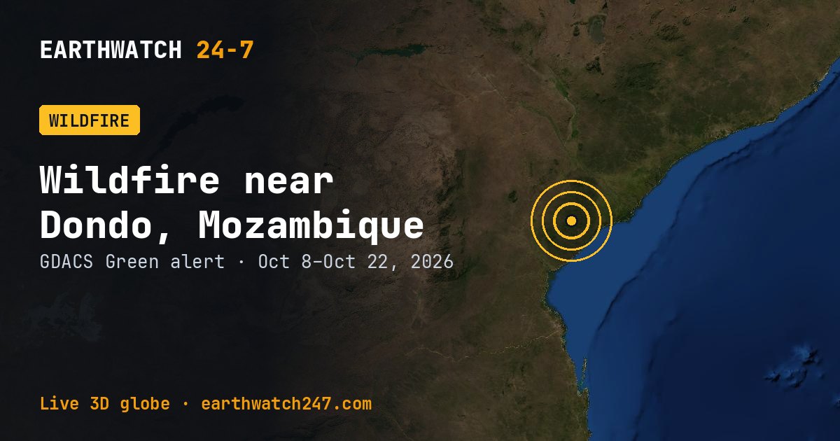 Map: Wildfire near Dondo, Mozambique