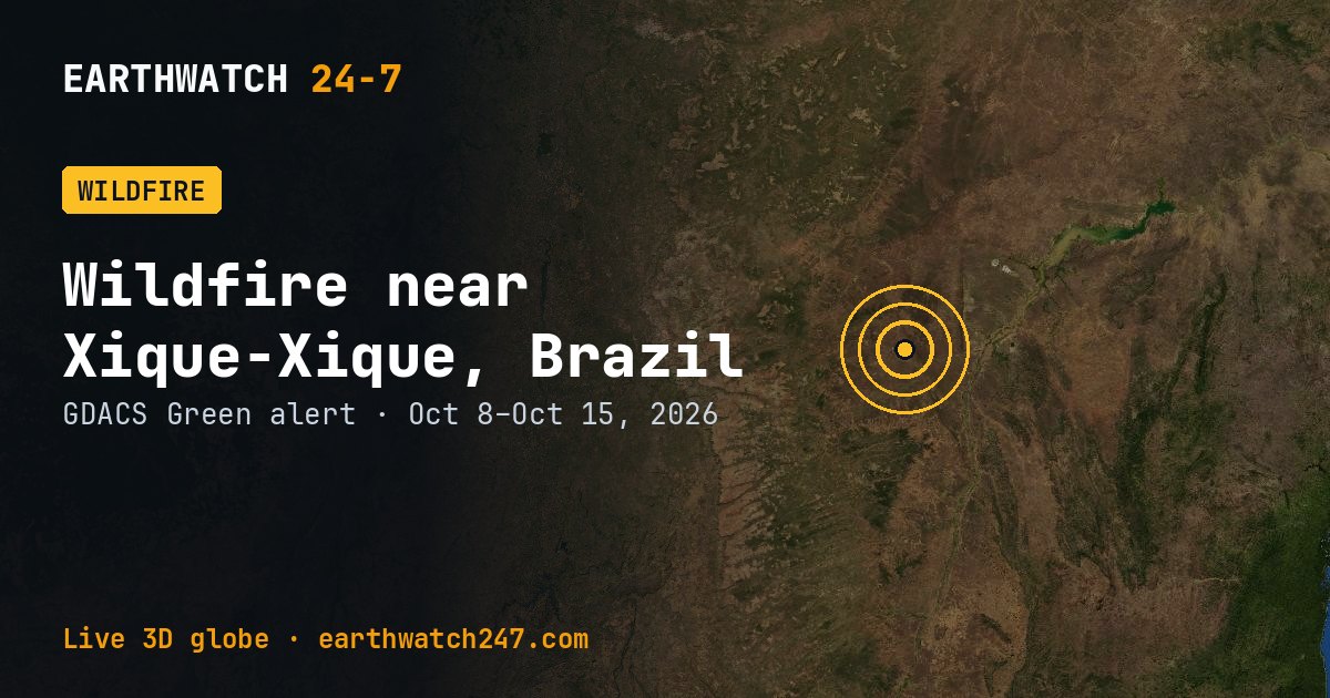 Map: Wildfire near Xique-Xique, Brazil