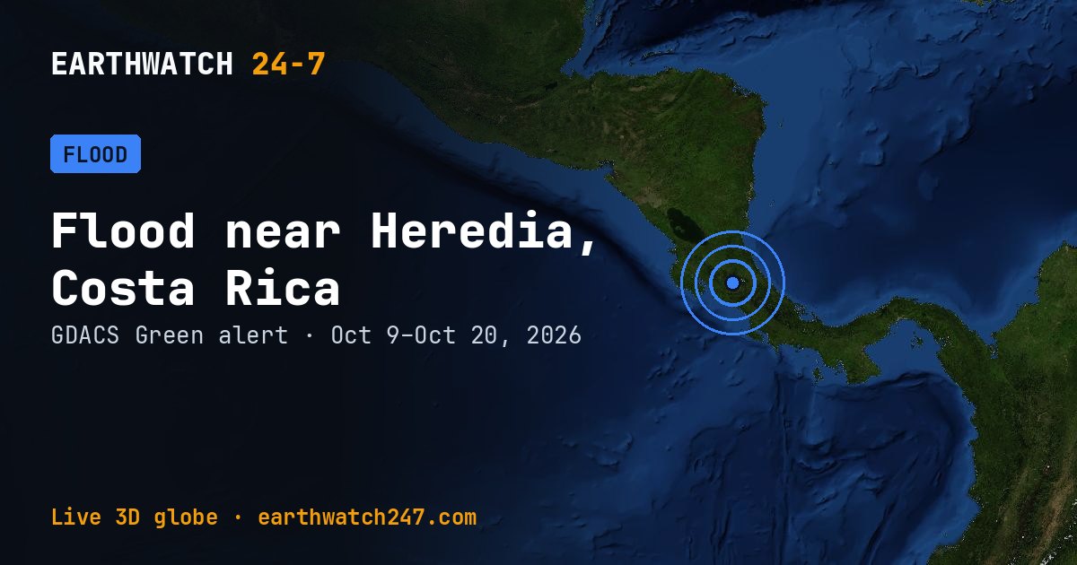 Map: Flood near Heredia, Costa Rica