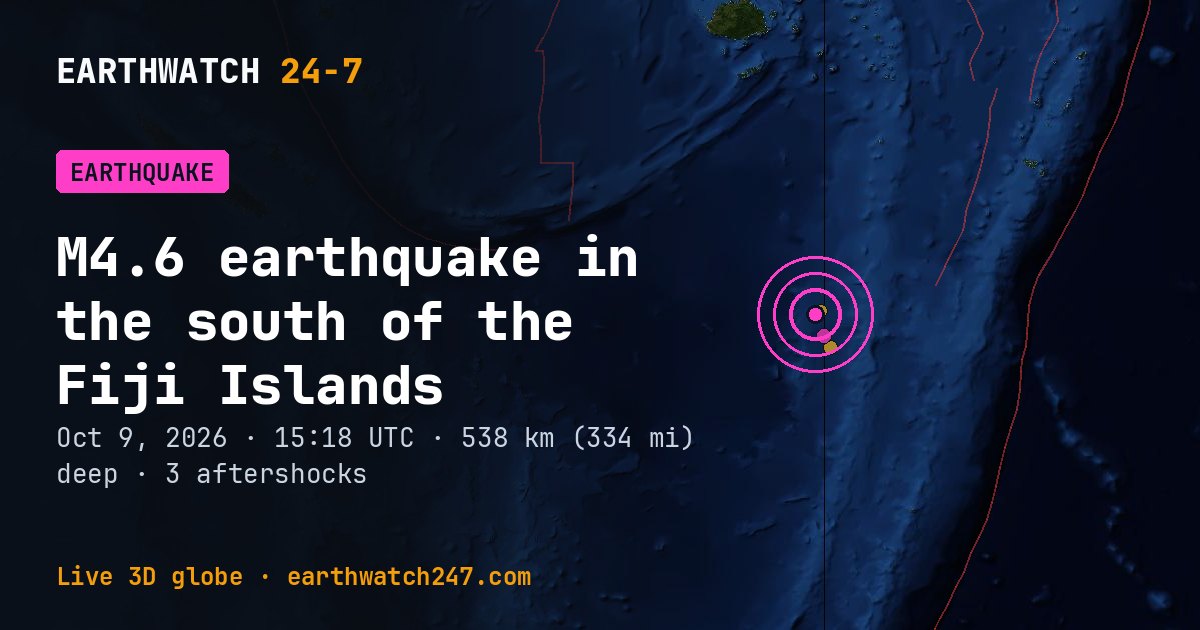 Map: the earthquake in the south of the Fiji Islands, with plate boundaries