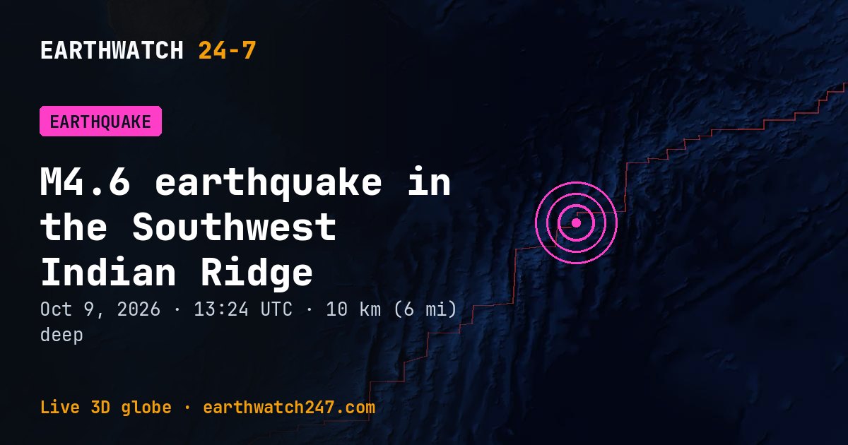 Map: the earthquake in the Southwest Indian Ridge, with plate boundaries