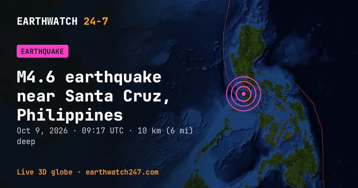 Map: the earthquake near Santa Cruz, Philippines, with plate boundaries
