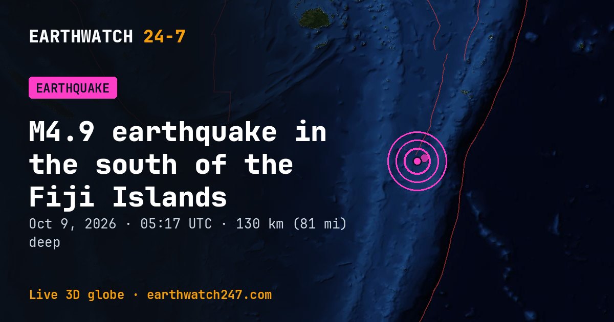 Map: the earthquake in the south of the Fiji Islands, with plate boundaries
