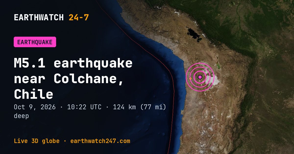 Map: the earthquake near Colchane, Chile, with plate boundaries