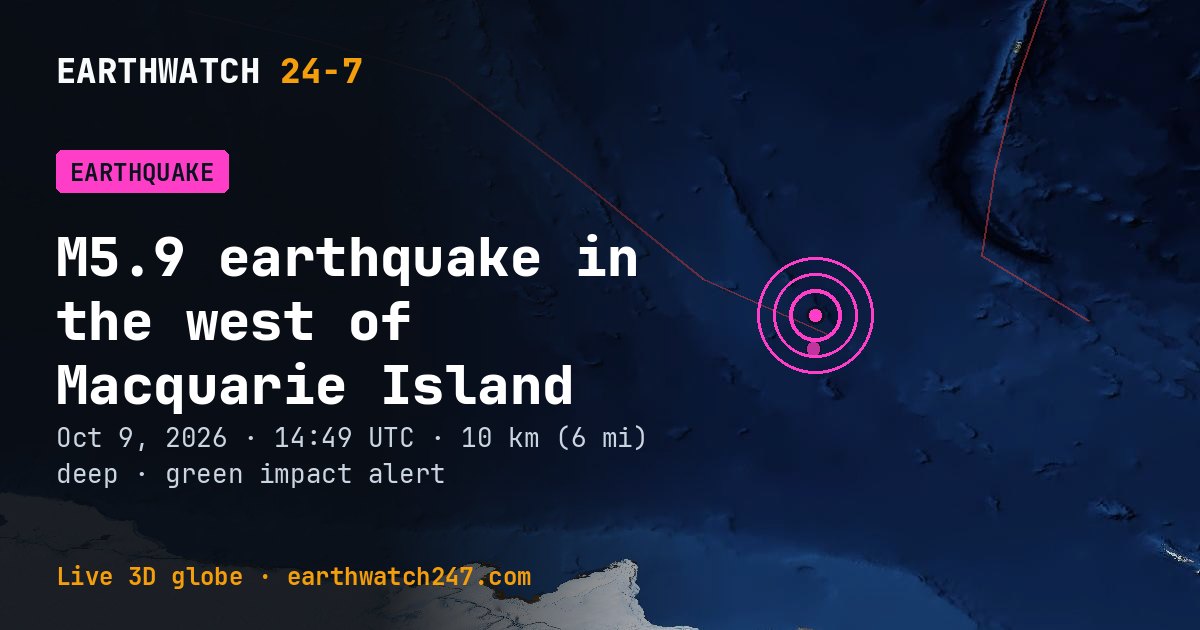 Map: the earthquake in the west of Macquarie Island, with plate boundaries