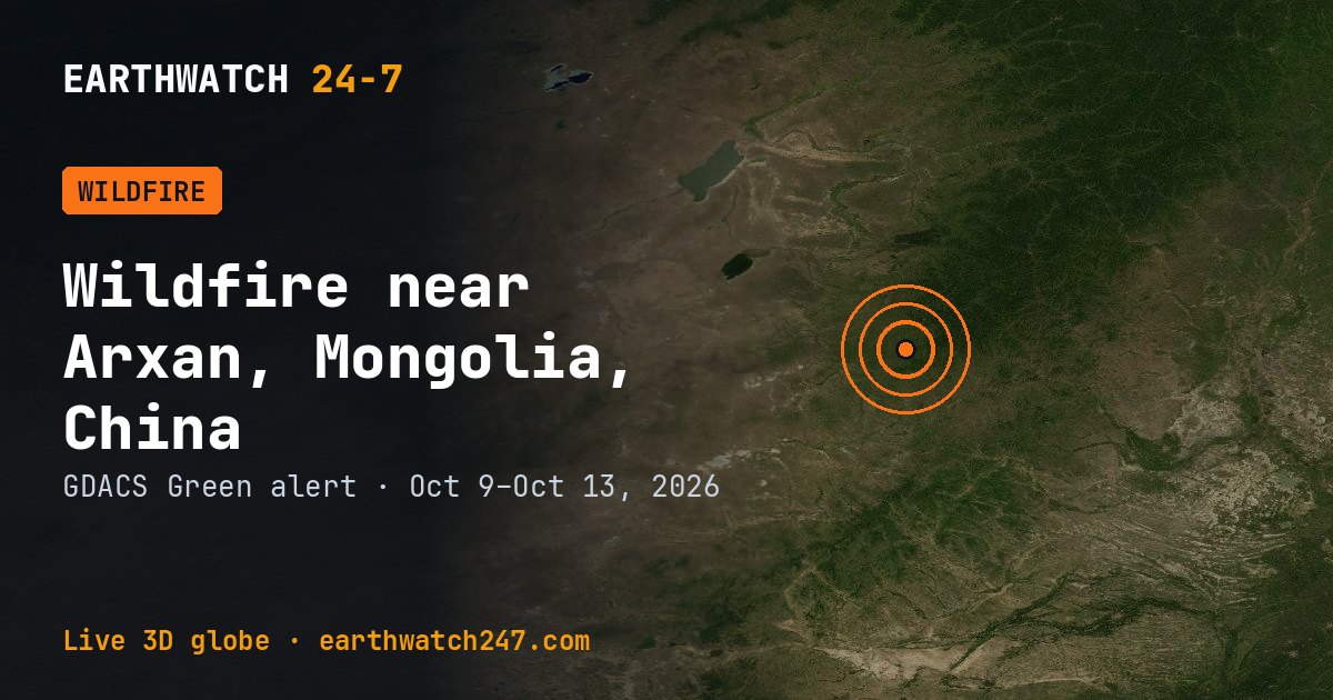 Map: Wildfire near Arxan, Mongolia, China