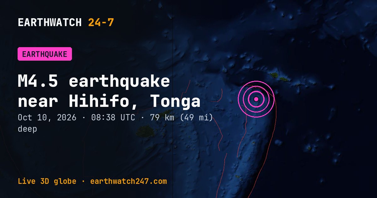 Map: the earthquake near Hihifo, Tonga, with plate boundaries