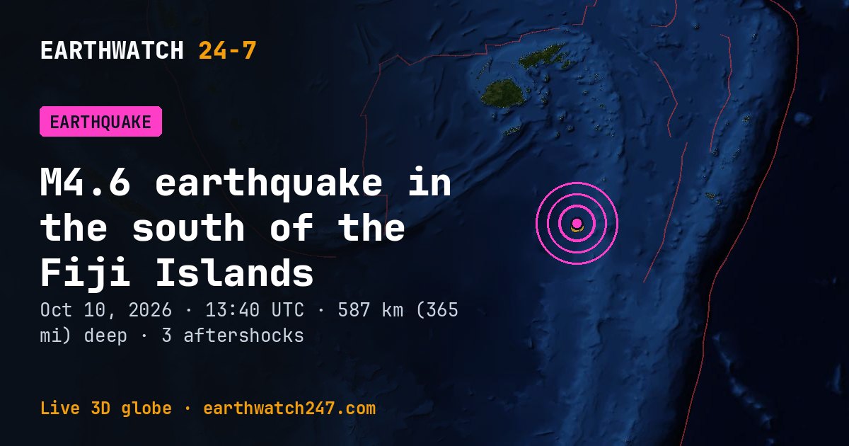 Map: the earthquake in the south of the Fiji Islands, with plate boundaries