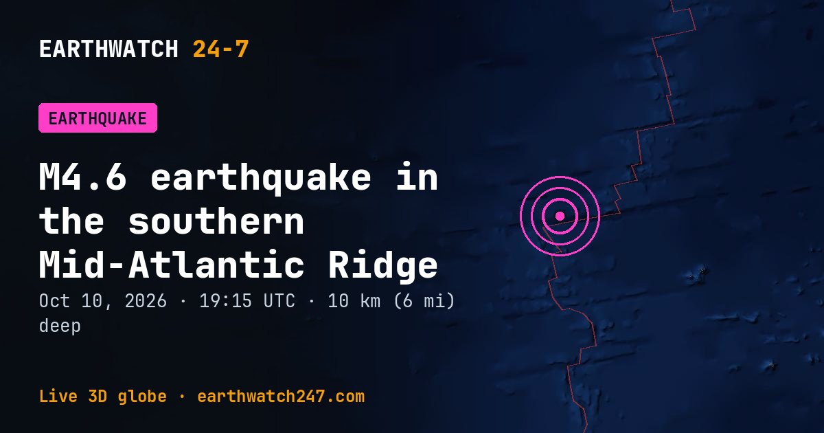 Map: the earthquake in the southern Mid-Atlantic Ridge, with plate boundaries